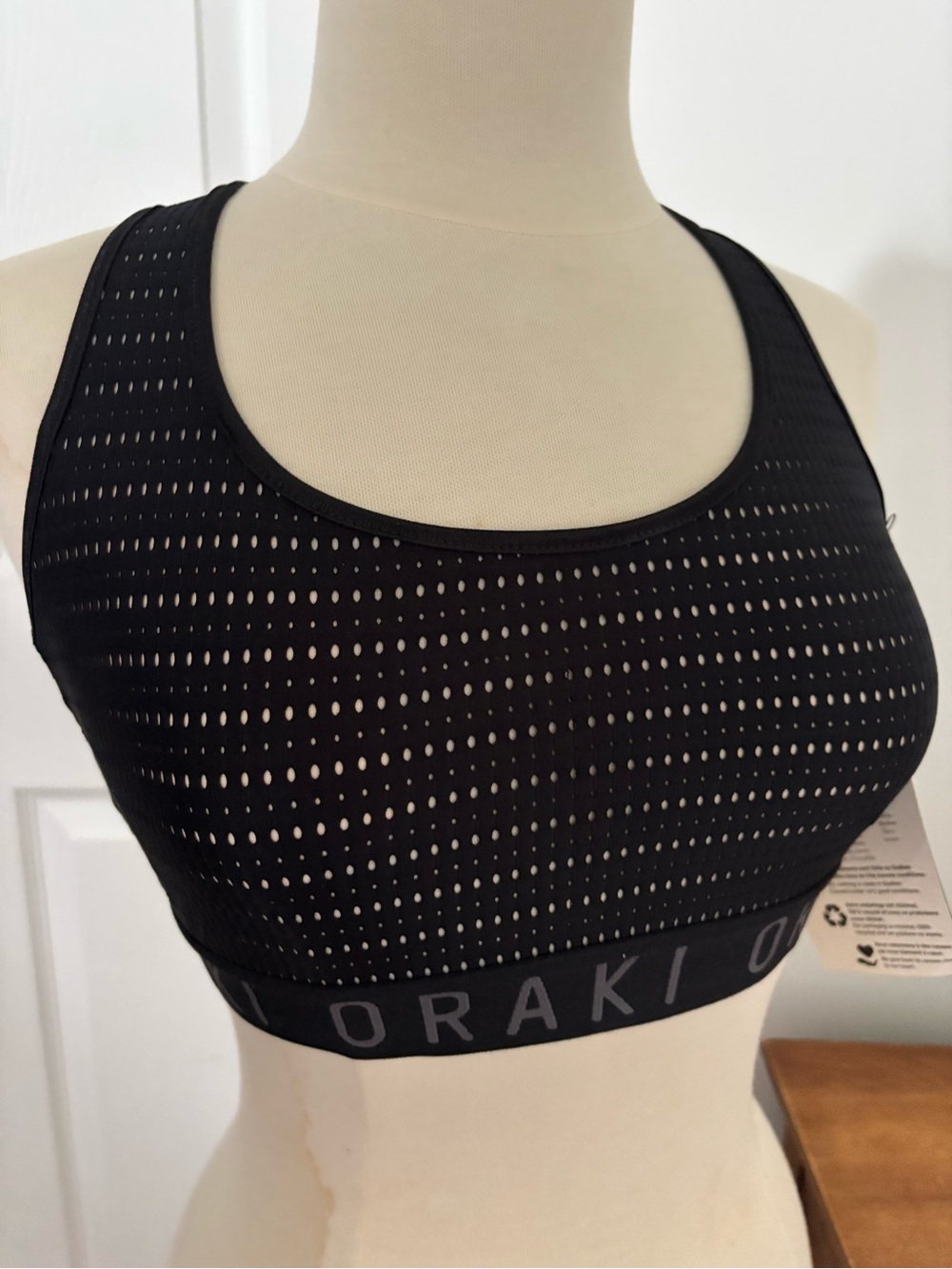 Oraki Black Perforated Medium-Support Sports Bra